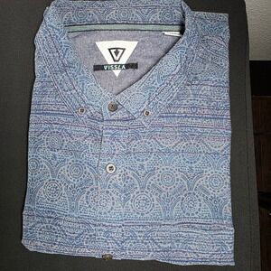 Vissla Men's Short Sleeve Shirt, Dusk Blue Paisley, XL